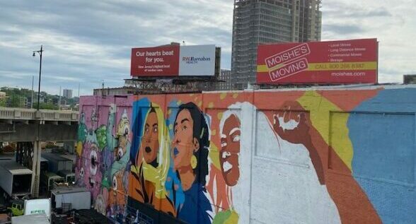Mural with banner