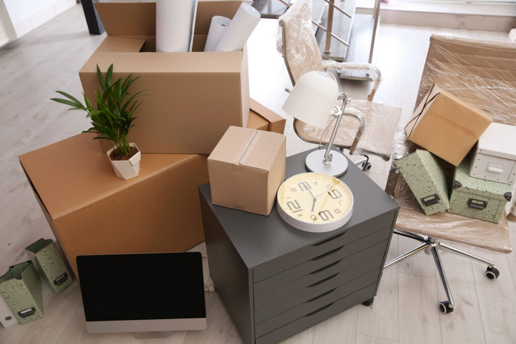 Moving boxes and furniture in an office space